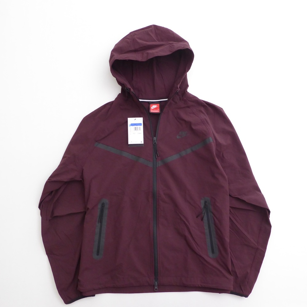 Nike Mens Woven Full-Zip Windrunner Jacket Burgundy Tech Pack Loose Fit Medium